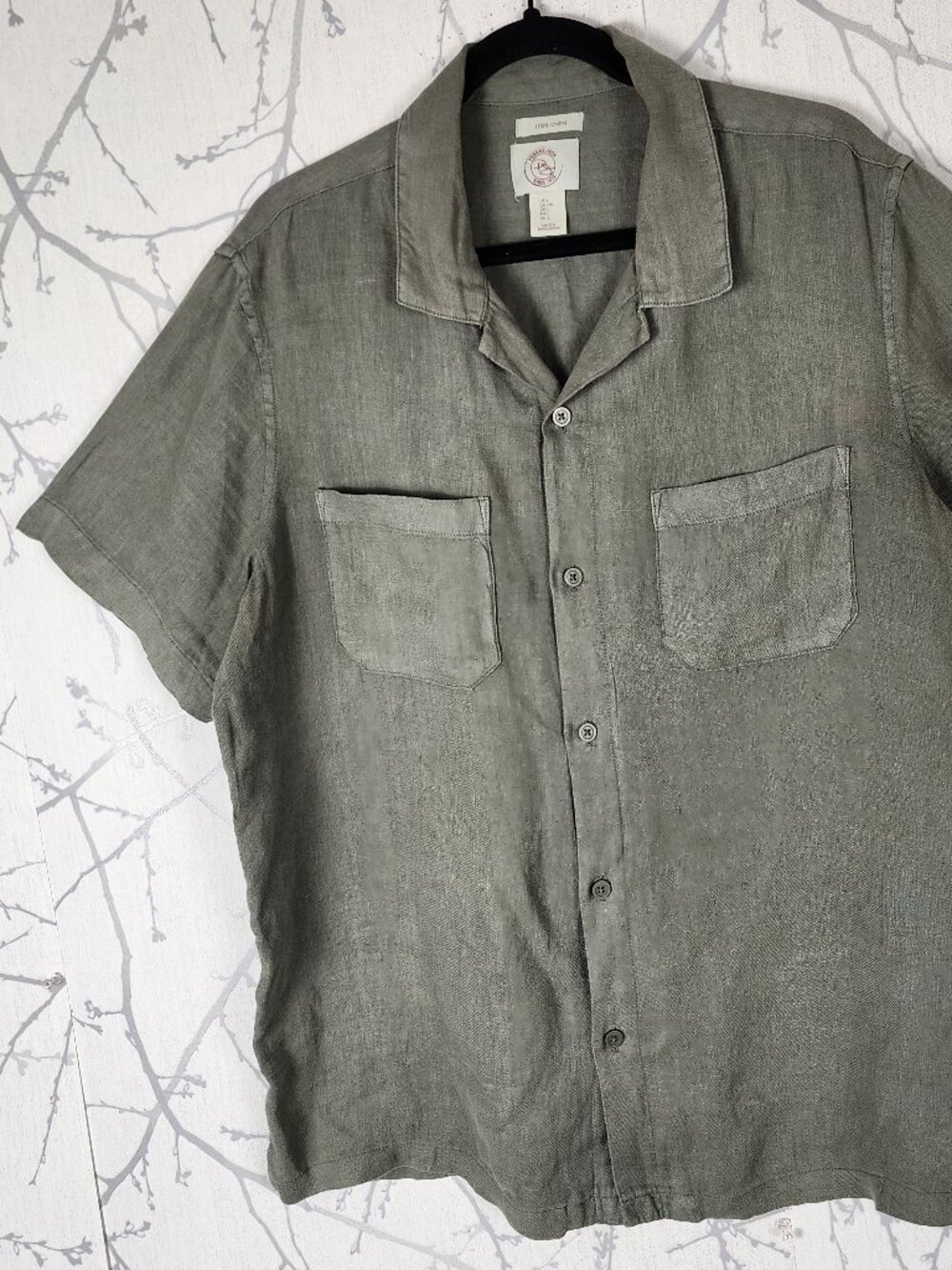 Panama Jack Sage Green 100% Linen Button Front Camp Shirt